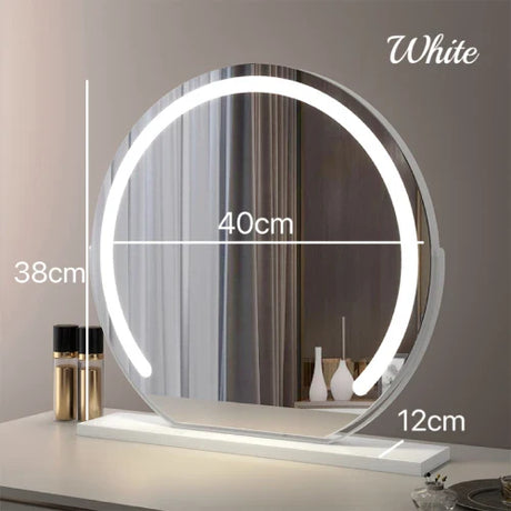 Vanity Mirror with Lights LED Round Makeup Mirror for Bedroom with 10X Magnification Smart Touch Dimmable 3 Modes 360° Rotation