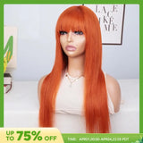 Orange Color Wig With Bangs Straight Hair Brazilian Straight Human Hair Wigs With Bangs Remy Full Machine Made Human Hair Wigs