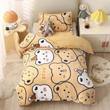 Baby Cartoon Print Bedding Set Duvet Covers Pillowcases Set Autumn Winter Warm Suede Bedclothes Bed Linen CP29