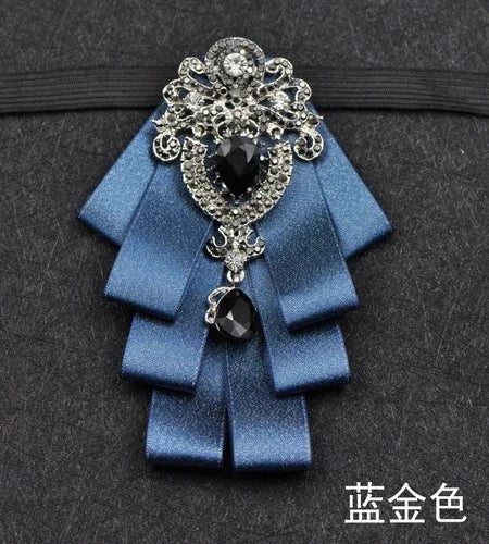 Luxury Black Rhinestone Bow Tie British High-end Men's Boy Business Wedding Suit Shirt Collar Flowers Sets Handmade Jewelry Gift