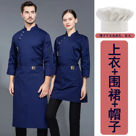 Waterproof chef work clothes men's long-sleeved autumn and winter thick wear-resistant hotel restaurant  kitchen work clothes