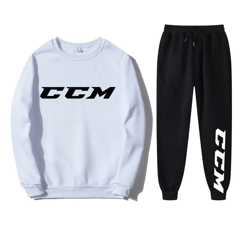 Men's Tracksuit Set Hoodie + Pants Spring Autumn Winter Fleece Warm Sportwear CCM Streetwear Suit Men Clothing