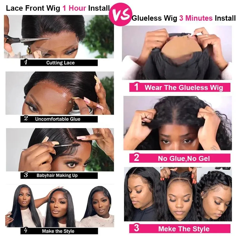 Wear Go Glueless Human Hair Wig Bob Short Straight 4x4 Lace Closure Bob Wig Pre Cut HD Transparent Human Wigs Ready to Go
