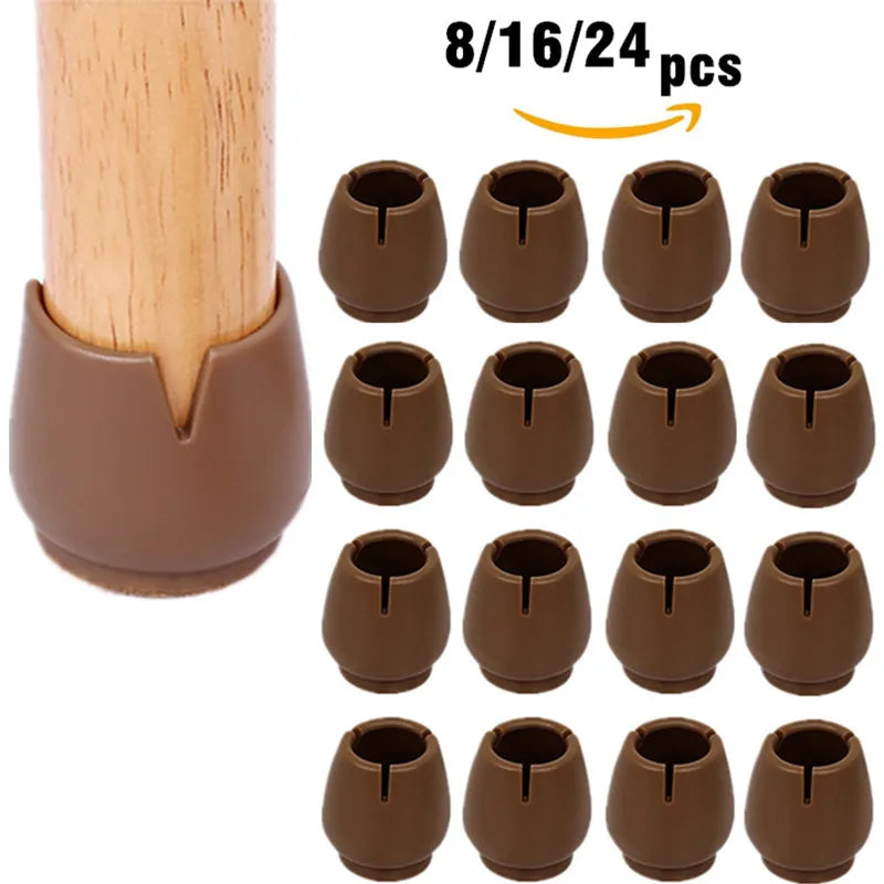 Upgraded 24pcs Silicone Table Chair Leg Mat Non-slip Table Chair Leg Caps Foot Protection Bottom Cover Pads Wood Floor Protector