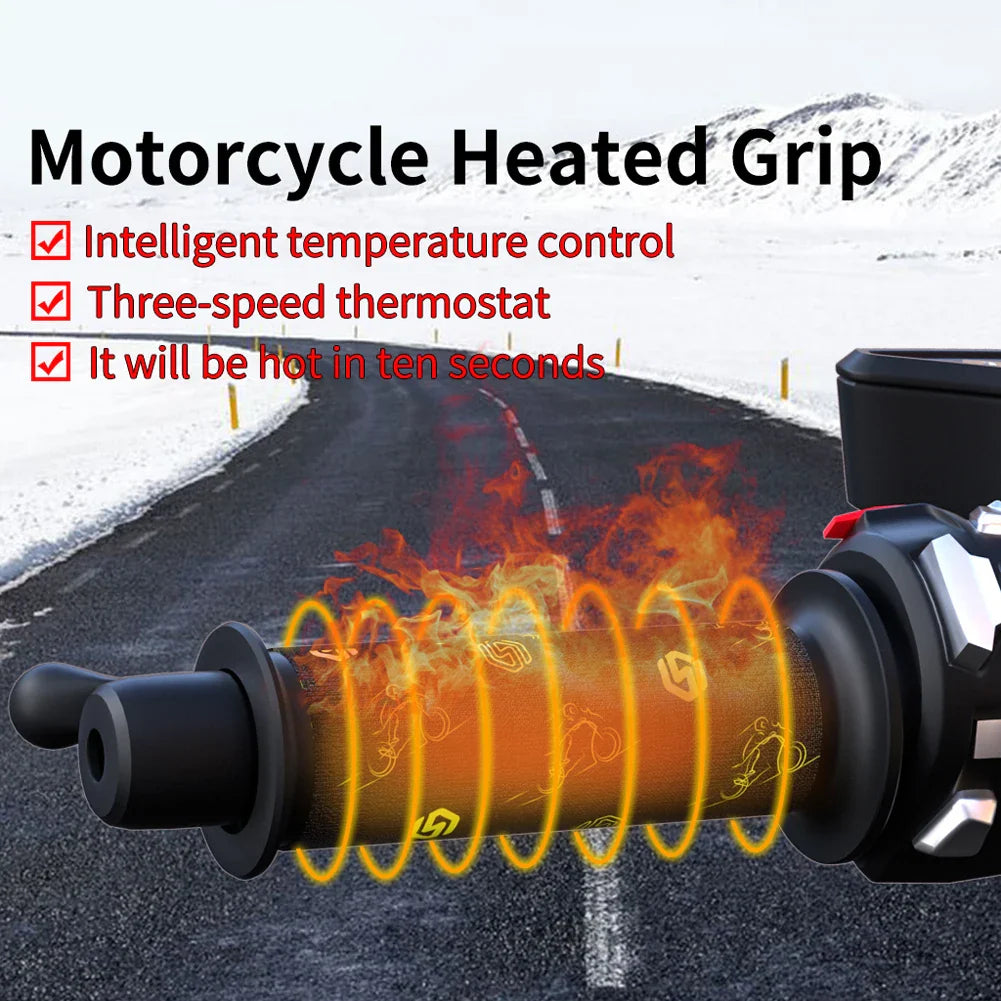 New 12V Universal Motorcycle Hand Heated Grips Snowmobile ATV Warmers Quick 10s Heating 3 Gear Adjust Temperature Hot Handlebar