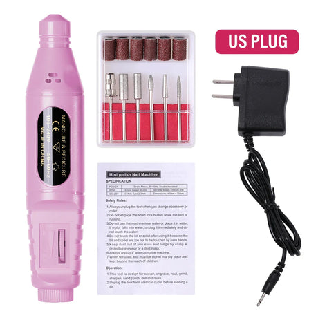 HALAIMAN USB Nail Drill Manicure Set Electric Nail Sander Gel Polish Remover Tools Milling Cutter For Manicure Nails Accessories