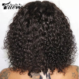 Trueme Curly Human Hair Wigs Colored Brazilian Bob Human Hair Wigs For Women Ombre Black Brown Deep Curly Full Wig With Bangs