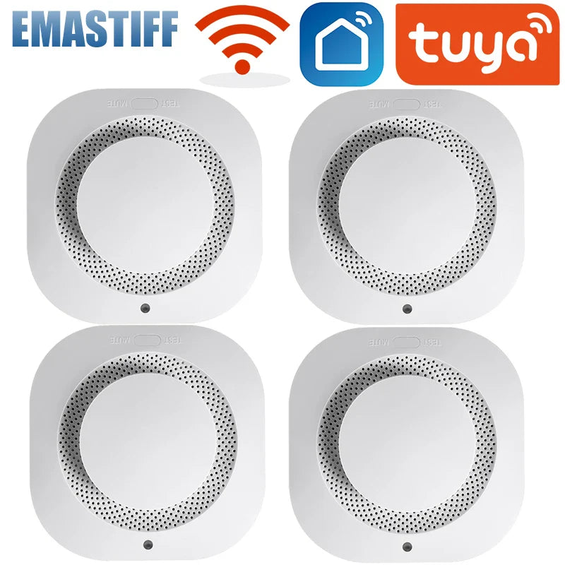 Tuya Smart WiFi 90DB Smoke Detector Sensor Alarm Home Security System Siren Fire Protection Smart Life APP Notification