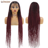 Cornrow Box Braided Wigs 36inch Long jumbo Knotless African Braiding Hair With Baby Hair Synthetic Full Lace Front Wigs Hair Wig