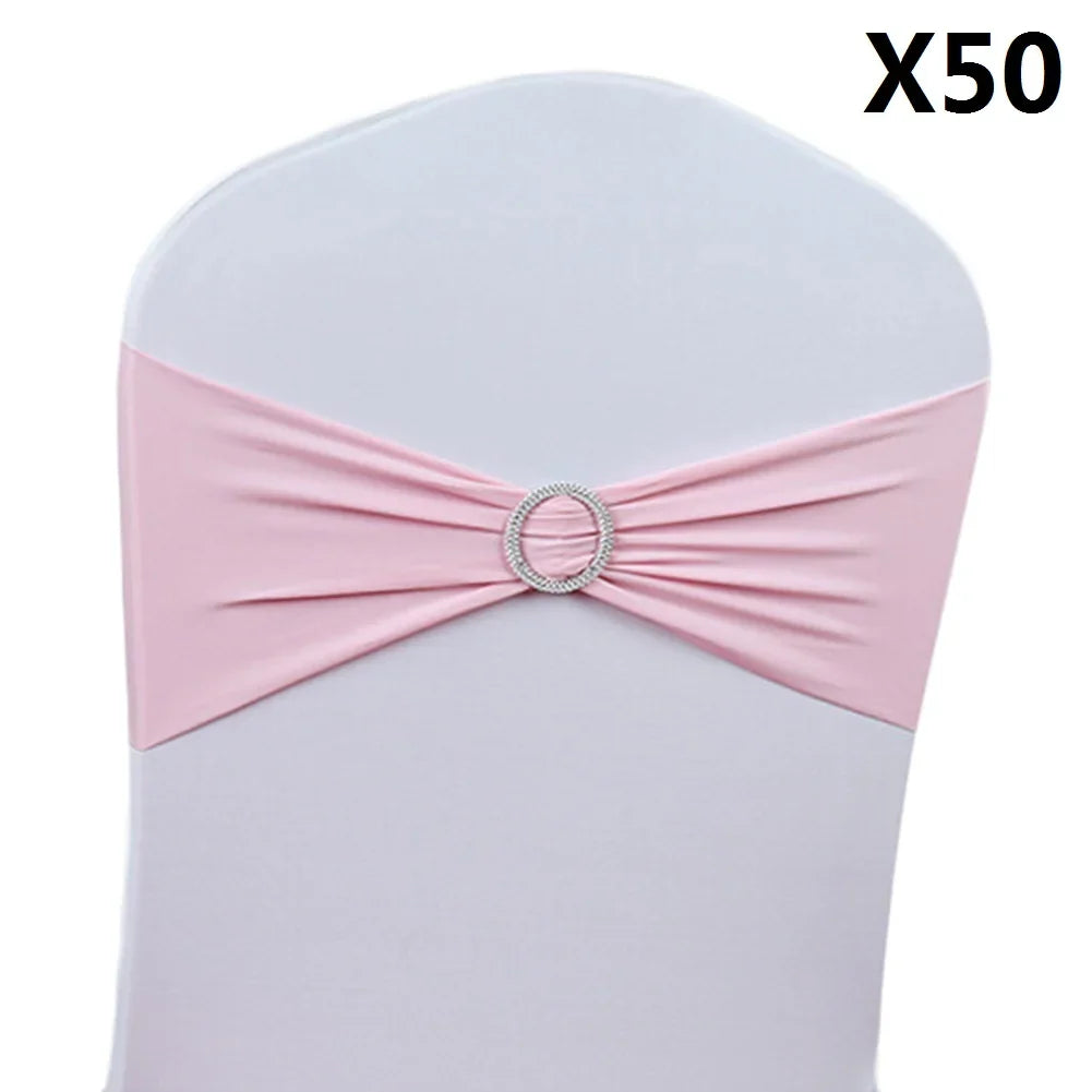 50PCS Wedding Chair Knot Ribbon Decoration Sashes For Banquet Country Cover Straps Back Flower Elastic Bow Events Organza