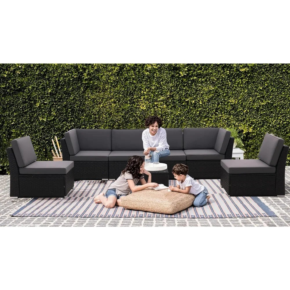 Patio Furniture Outdoor Set, Terrace Sofa Set, All-weather PE Rattan with Padded Cushions, Garden Furniture Sets