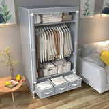 ASSICA Portable Clothes Closet Rolling Door Wardrobe with Hanging Rack Non-Woven Fabric Storage Organizer