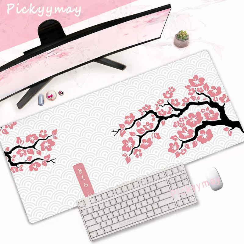 Pink Cherry Blossoms Mousepad Home Computer Table Large Pc Mouse Pad Art Sakura Keyboard Mause Rug Desk Mat Office Accessories