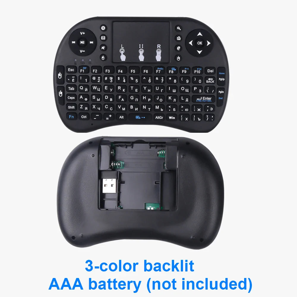 i8 Mini Keyboard Wireless Keyboard 3 Color Backlit 2.4GHz English Russian Air Mouse with Touchpad Remote Control For PC Laptop