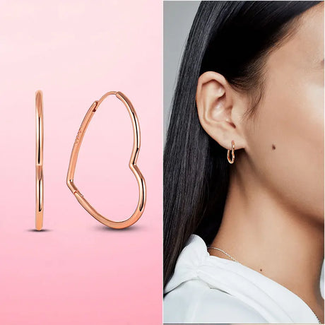 Earrings 925 Silver Asymmetrical Heart Hoop Earrings for Women Fashion Trendy Sterling Silver 925 Earring Original Jewelry Gift