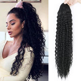 LISI GIRL Synthetic Drawstring Ponytail Long Curly Ponytail Clip In Hair Extension 26" Women Black Pony Tail Hairpiece