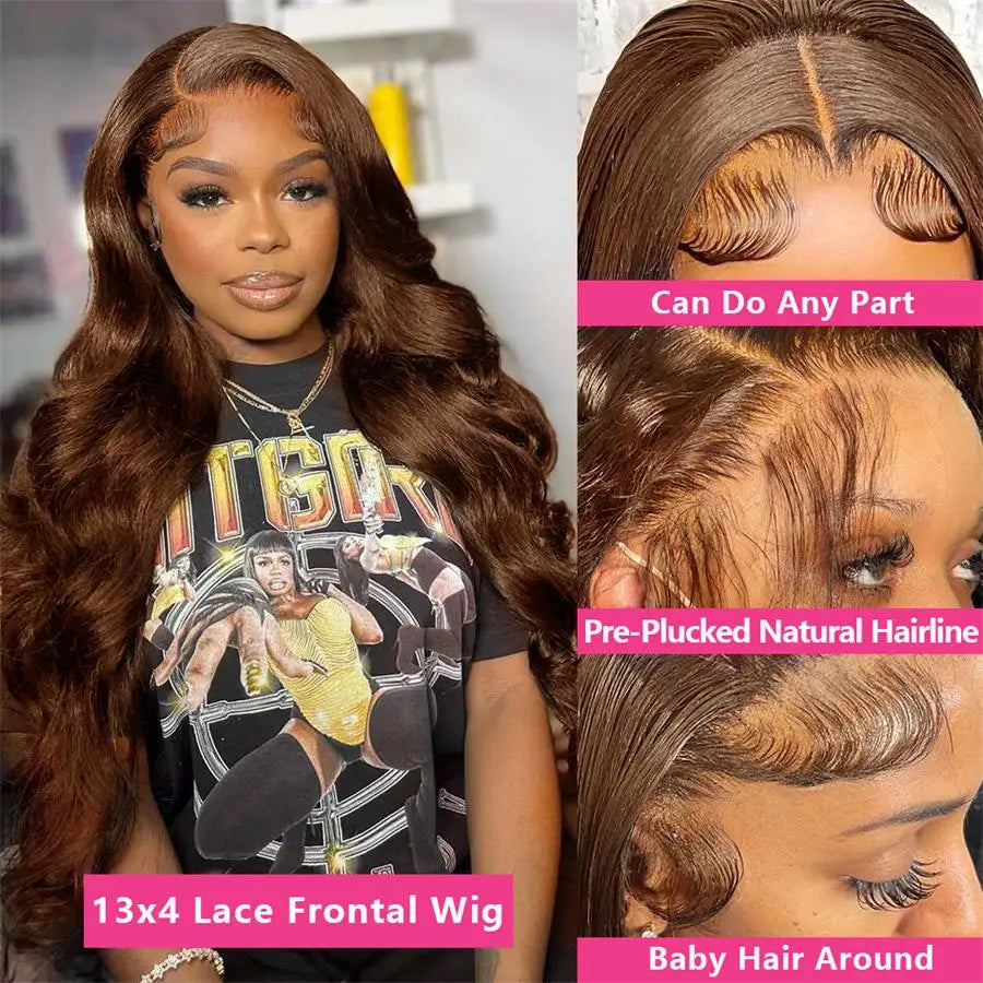 Chocolate Brown Lace Front Wigs Body Wave Lace Front Wig Brown Lace Front Human Hair Wigs Hd 13x4 Lace Frontal Wig Colored Wigs