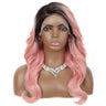 kalyss Synthetic Lace Front Wigs for Women Pink Blue Lace Front Wigs with Baby Hair Long Curly Wavy Side Part Heat Resistant