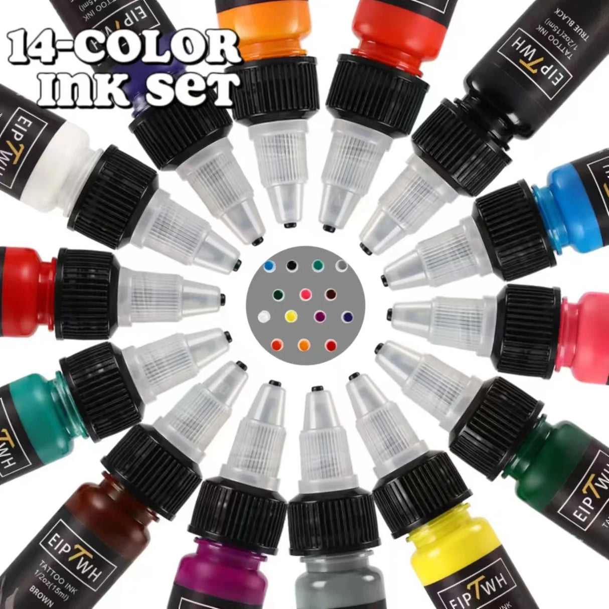 7/14 color tattoo ink set, 0.5oz (15ml), professional tattoo ink, suitable for professional tattoo artists and artists