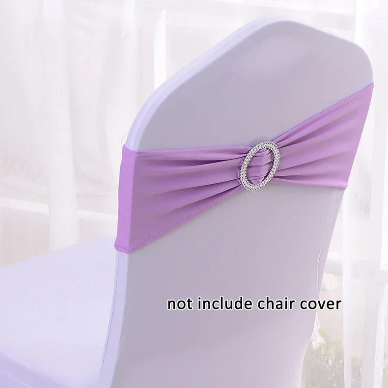 50pcs/lot Stretch Lycra Spandex Chair Covers Bands With Buckle Slider For Wedding Decorations Wholesale Chair Sashes Bow