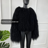 Real Sheepskin Coats For Mongolian Lamb Fur Coat Women Natural Sheep Fur Jacket With Lapel Short Fur Outerwear