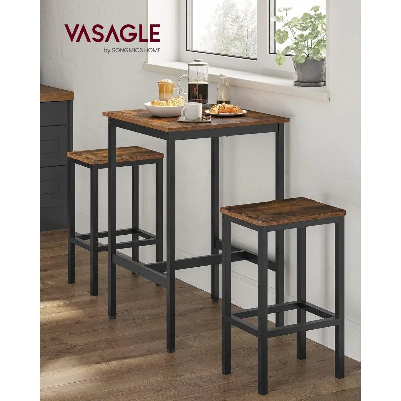 VASAGLE Bar Table, Small Kitchen Dining  High Top Pub  Height Cocktail Table for Living Room Party, Sturdy Metal