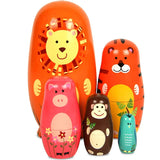 5 Pieces Cute Nesting Dolls - Handmade Wooden Different Pattern Animals Pattern Toy Gift