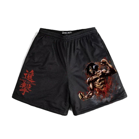 Anime Shorts Men Japanese Style Gym Shorts Summer Y2k Beach Casual Fashion Running Short Pants Quick Dry Workout Mesh Sweatpants