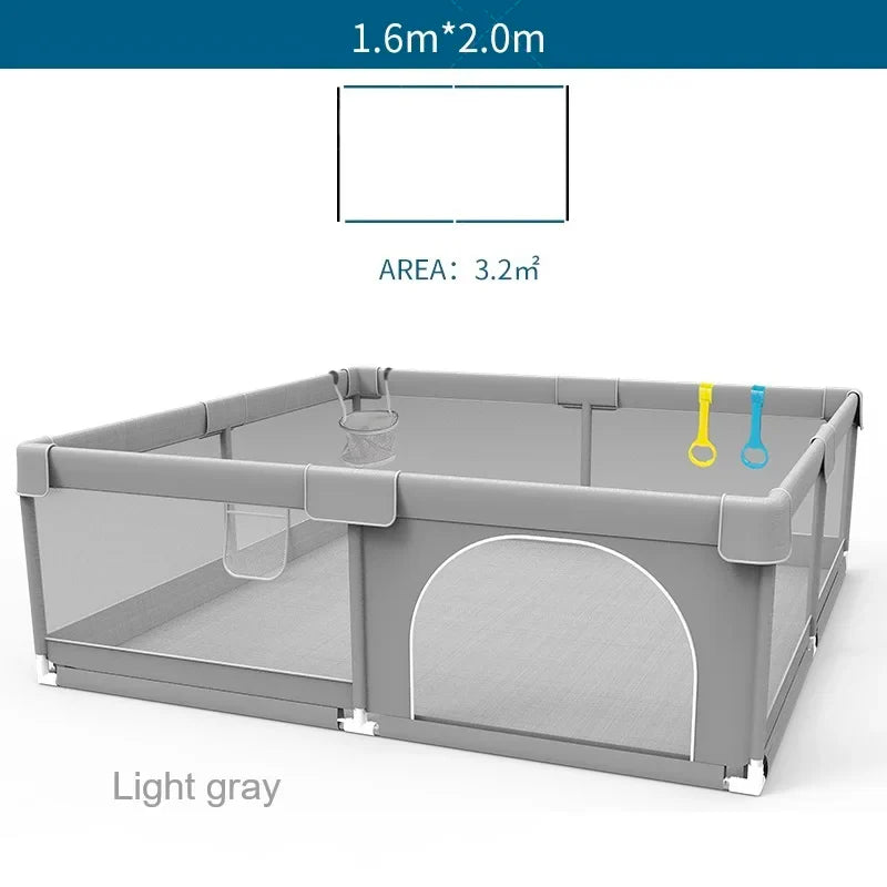 IMBABY Baby Playpens Light Gray Corralito for Baby Playground with Pull Ring Child Safety Barrier Fence Ball Box Game Playpen