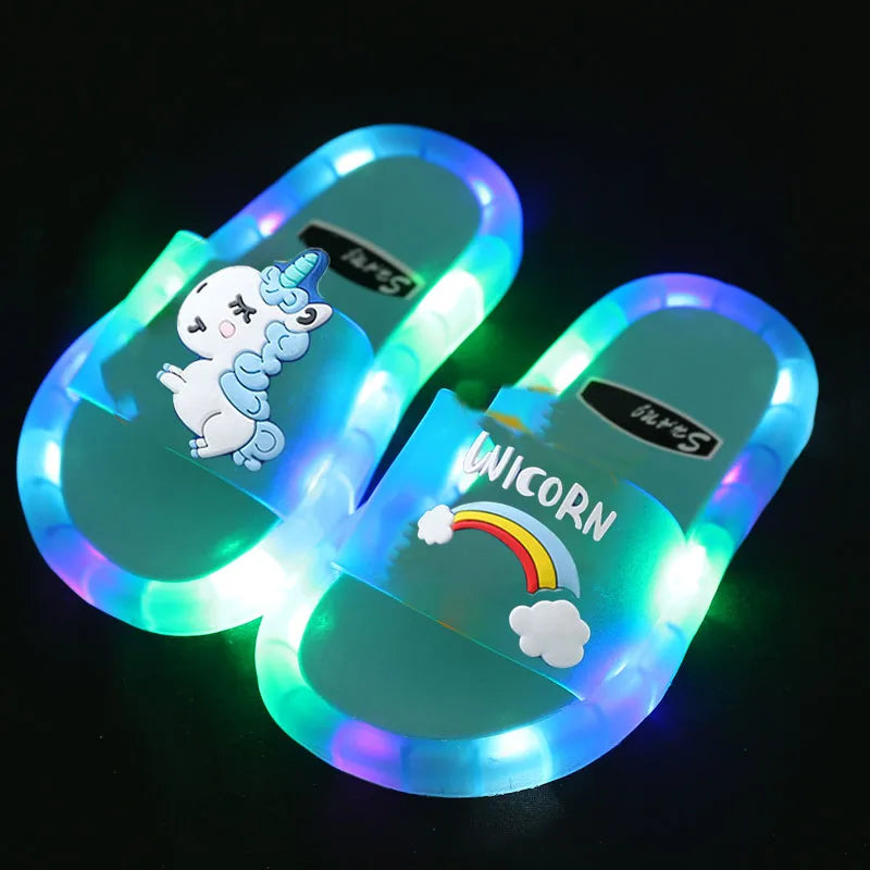 Cartoon Unicorn Animals luminescence Shoes Children’s Boys Girls Slippers Lighted Fashion Cute Shoes Toddler Slippers For Kids