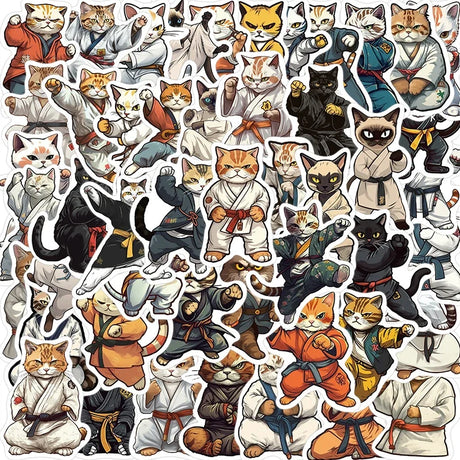 10/30/64PCS Kawaii Winter Yellow Cat Sticky Graffiti Sticker Aesthetic PVC Children's Decoration Sketchbook Scrapbook for Kids