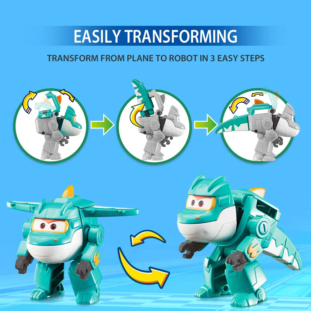 Super Wings S6 Tino 2 inches Mini Transforming Anime Deformation Plane Robot Action Figures Transformation Kids Toys Gifts