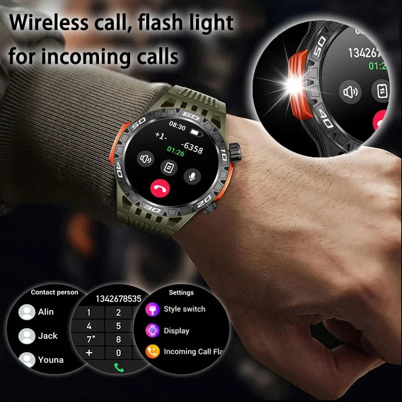 2024 New Smart Watch Men Outdoor Military Sports Fitness IP68 Waterproof Watch Bluetooth Call Heart Rate Detection Smart Watch