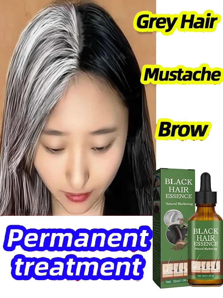 Gray Hair Treatment Serum White to Black Natural Color Repair Nourishing Products Anti-Hair Loss Care Men Women