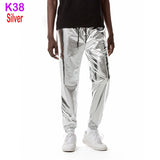 Mens Shiny Silver Metallic Jogger Sweatpants Hip Hop Wet Look Trousers Men Club Party Festival Prom Streetwear Pantalones Hombre