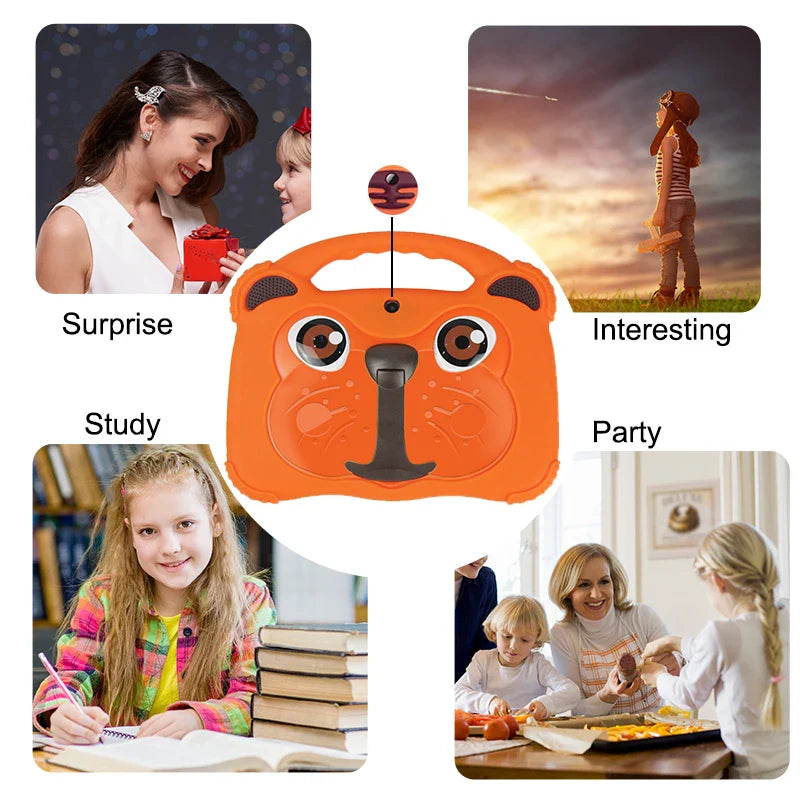 7 inch Android Kids Learning Tablet 3000mah 16GB Quad Core Android10 With tablet protective sleeve and tablet tempered film