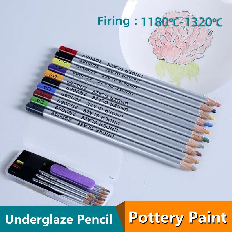 Pottery Underglaze Color Pencil 10 Colors Optional High Temperature Glaze Powder Pen DIY Ceramic Painting Coloring Tool