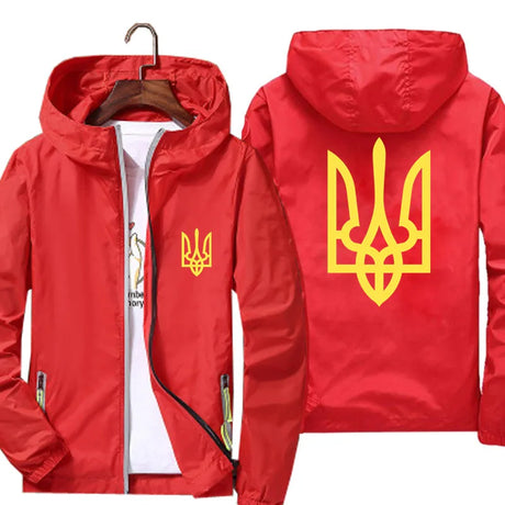 Men's Windbreaker Ukraine Ukrainian Logo Zipper Sports Pilot Thin Reflective Sunscreen Skin Ultra Light Jacket Coat Clothing 6XL