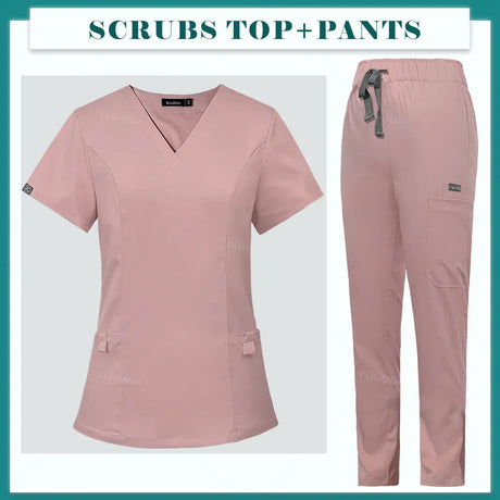 Workwear Nurse Uniform Tops+Straight Pants Medical Nursing Uniform Women Men Pet Shop Beauty Work Suit Doctor Surgery Scrubs Set