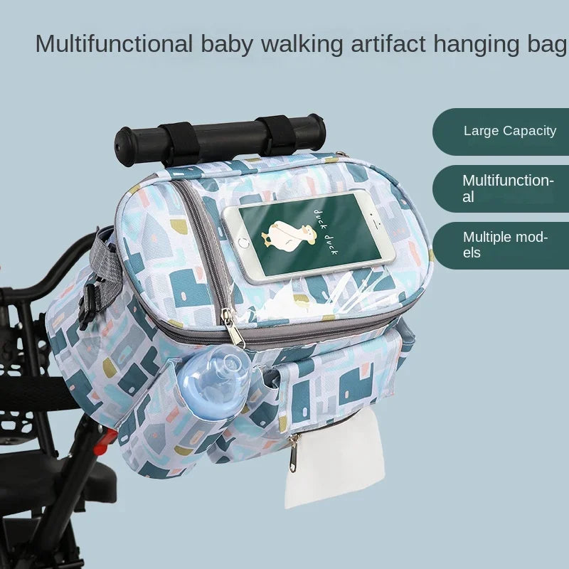 Pockets and Secure Stylish and Durable Diaper Bag with Insulated Bottle Hooks for Strollers and Bikes