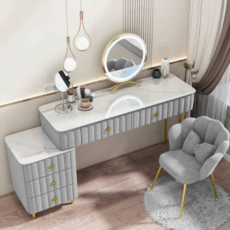 Luxury Nordic Dressing Table Mirror Chair Bedroom LED Modern Dressing Table Drawer Drawer Coiffeuse De Chambre Furniture Makeup