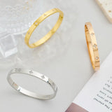 Waterproof Luxury Colorful Cubic Zirconia Bangles Stainless Steel Open Bracelet Bangle 18k Plated Fashion Jewelry Women