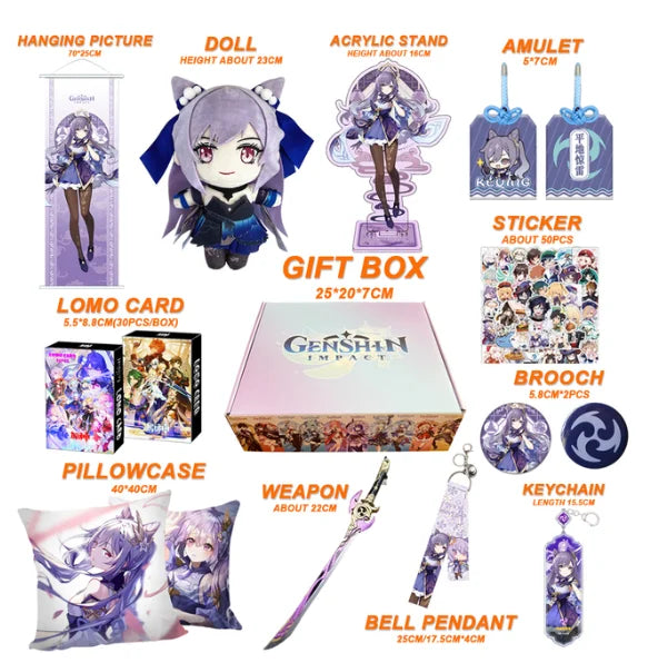 Genshin Impact Xianyun Navia Fontaine Furina Neuvillette Wriothesley Focalors Baizhu Kaveh Gift Box Include Keychain Doll Pillow