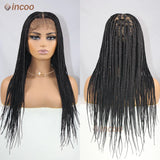 Triangle Knotless Full Lace Braided Wigs with Baby Hair Cornrow Braided Wigs for Black Women Synthetic Box Braiding Wig African