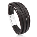 Trendy  Leather Bracelets Men Stainless Steel Multilayer Braided Rope Bracelets For Male Bracelets Jewelry Pulsera Hombre