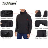 TACVASEN Winter Waterproof Fleece Lined Jackets Men's Safari Softshell Jackets Outdoor Hooded Coats Windproof Warm Windbreaker