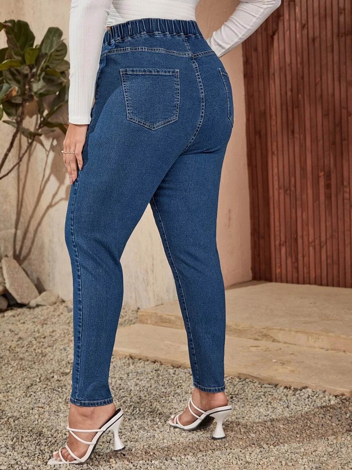 Plus Size Jeans for Women High Waist Stretchy Women Jean Pencil Full Length Elastic Skinny Lady Curvy Jeans 200kgs Jean for Mom