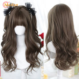 MEIFAN Long Lolita Ombre Harajuku Wig With Bang Red Blue Wave Curly Cosplay Wig Heat Resistant Synthetic Jellyfish Head Wigs