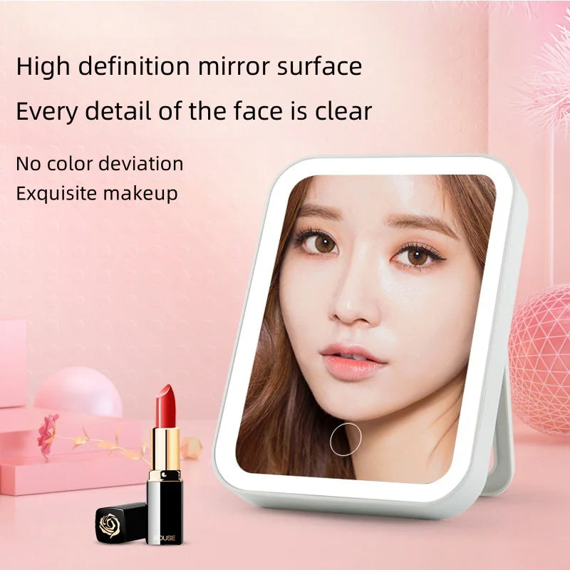 LED desktop makeup mirror, popular on the internet, foldable and portable small mirror with lights for makeup, desktop small mak