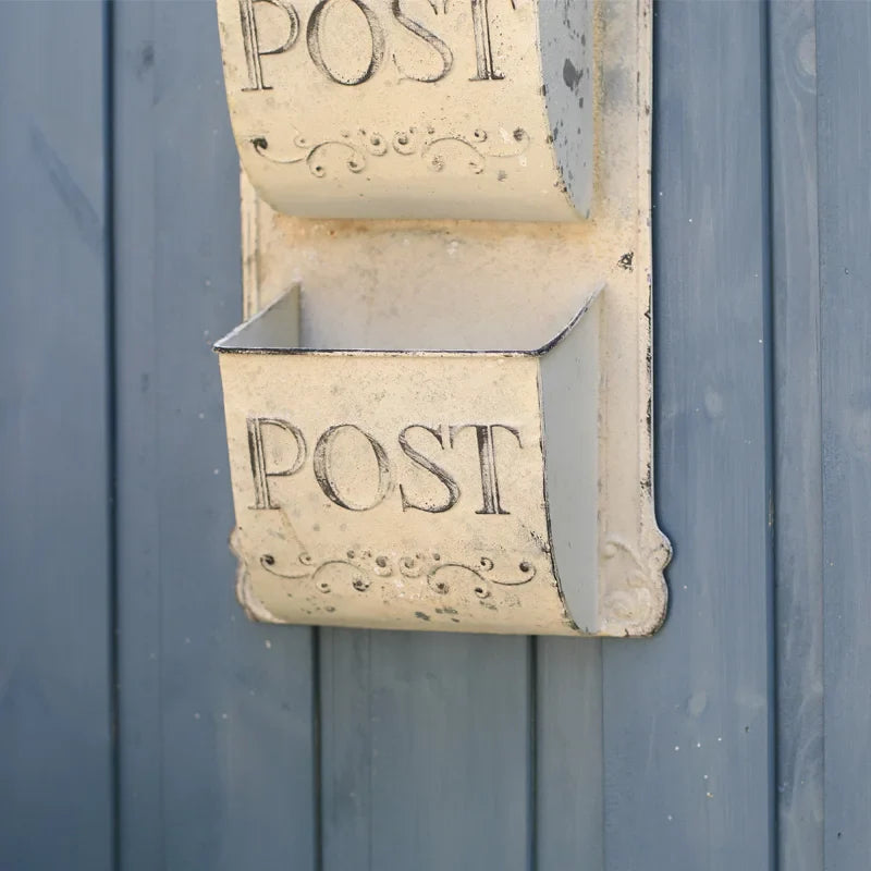 Outdoor Wall Mounted Mailbox Metal Letter Box French Rural Style Wind Storage Box Home Decoration Leaving Message